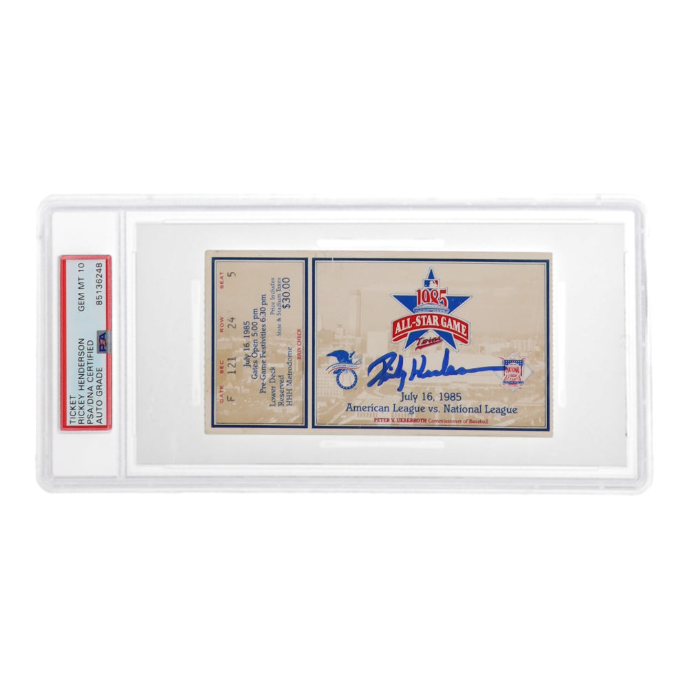 Rickey Henderson Signed 1985 MLB All-Star Game Ticket (PSA | Autograph Graded PSA 10)