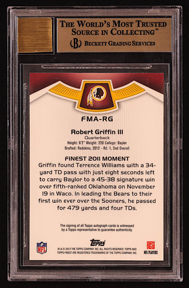 Robert Griffin III 2012 Finest Moments Autographs Pulsar Refractors #FMARG #06/10 RC (BGS 9.5 | Auto 10) - Rookie Card | Serially Numbered #06 / 10