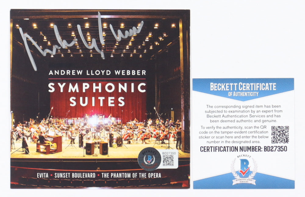 Andrew Lloyd Webber Signed (Beckett) "Symphonic Suites" CD Insert