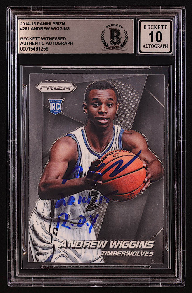 Andrew Wiggins Signed 2014-15 Panini Prizm #251 RC Inscribed "2014-15 R.O.Y" (BGS | Autograph Graded BGS 10) - Rookie Card / Beckett Witnessed