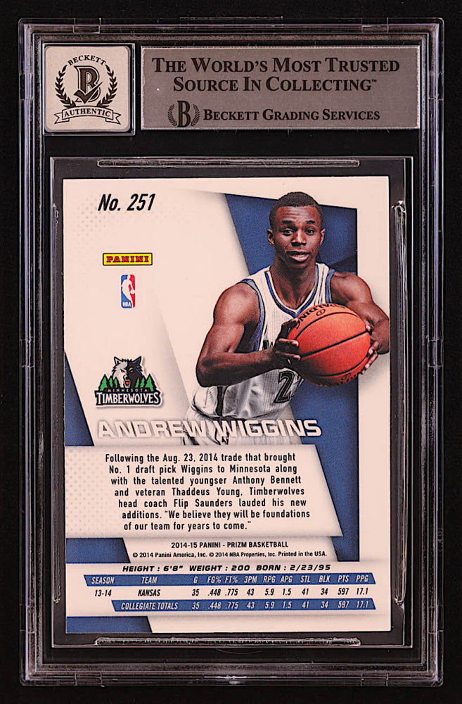 Andrew Wiggins Signed 2014-15 Panini Prizm #251 RC Inscribed "2014-15 R.O.Y" (BGS | Autograph Graded BGS 10) - Rookie Card / Beckett Witnessed