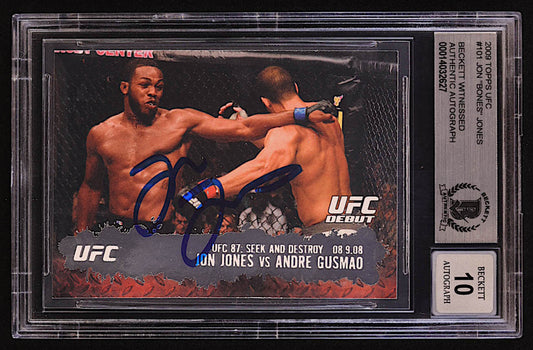 Jon "Bones" Jones Signed Jon Jones vs. Andre Gusmao 2009 Topps UFC #101 RC (BGS | Autograph Graded BGS 10) - Rookie Card / Beckett Witnessed