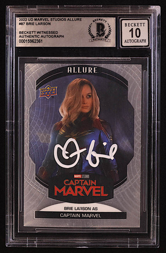 Brie Larson Signed 2022 Upper Deck Marvel Studios Allure #87 as Captain Marvel (BGS | Autograph Graded BGS 10) - Beckett Witnessed