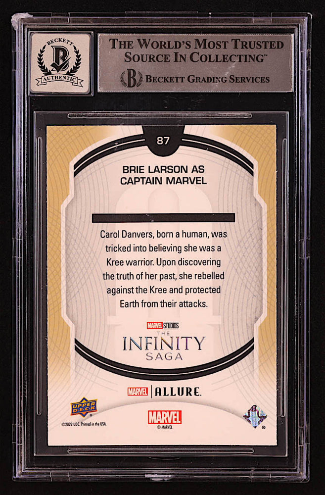 Brie Larson Signed 2022 Upper Deck Marvel Studios Allure #87 as Captain Marvel (BGS | Autograph Graded BGS 10) - Beckett Witnessed