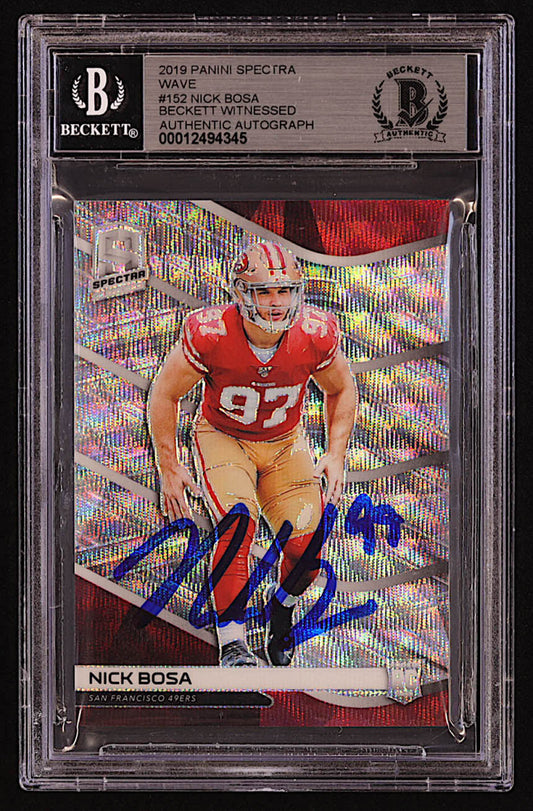 Nick Bosa Signed 2019 Panini Spectra Wave #152 RC #9/10 (BGS | Autograph Graded BGS 10)  - Rookie Card / Beckett Witnessed / Serially Numbered #9 / 10