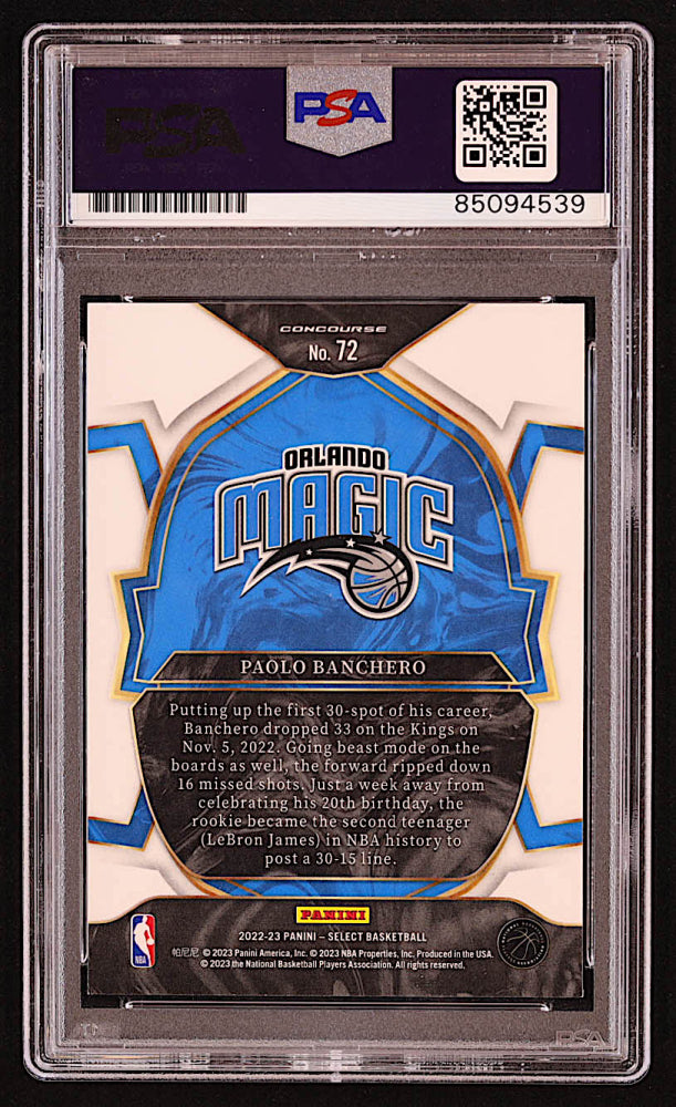 Paolo Banchero Signed 2022-23 Select #72 RC (PSA | Autograph Graded PSA 10) - Rookie Card