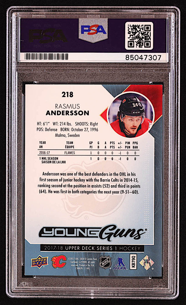 Rasmus Andersson Signed 2017-18 Upper Deck #218 YG RC (PSA) - Rookie Card