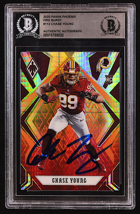 Chase Young Signed 2020 Panini Phoenix Fire Burst #112 RC (BGS) - Rookie Card