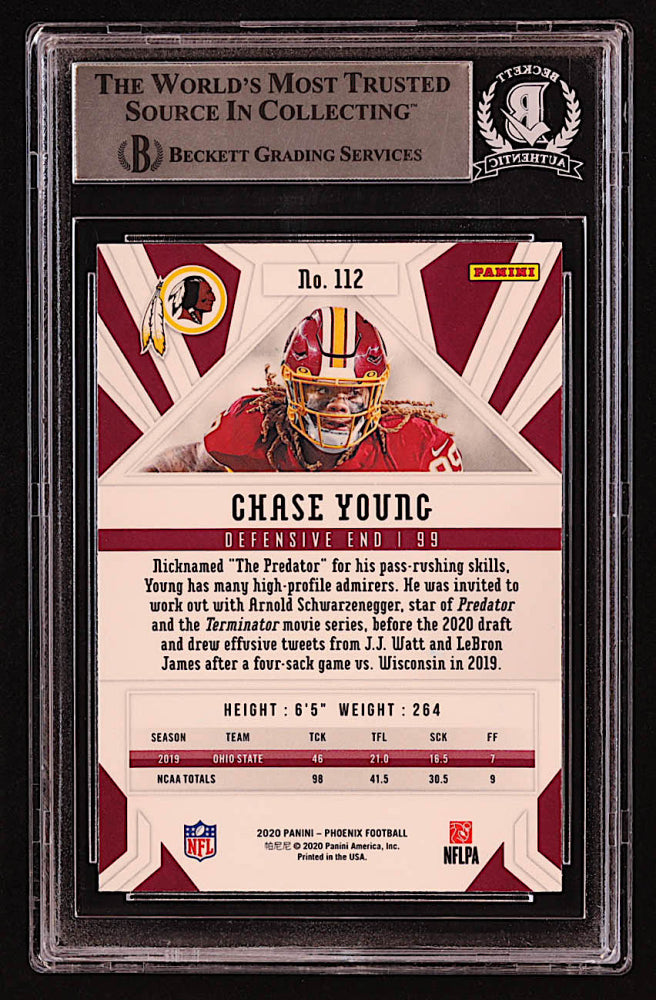 Chase Young Signed 2020 Panini Phoenix Fire Burst #112 RC (BGS) - Rookie Card