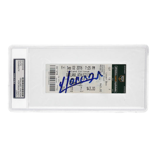 Yoan Moncada Signed 2016 Athletics MLB Debut Game Ticket (PSA) MLB Debut Ticket