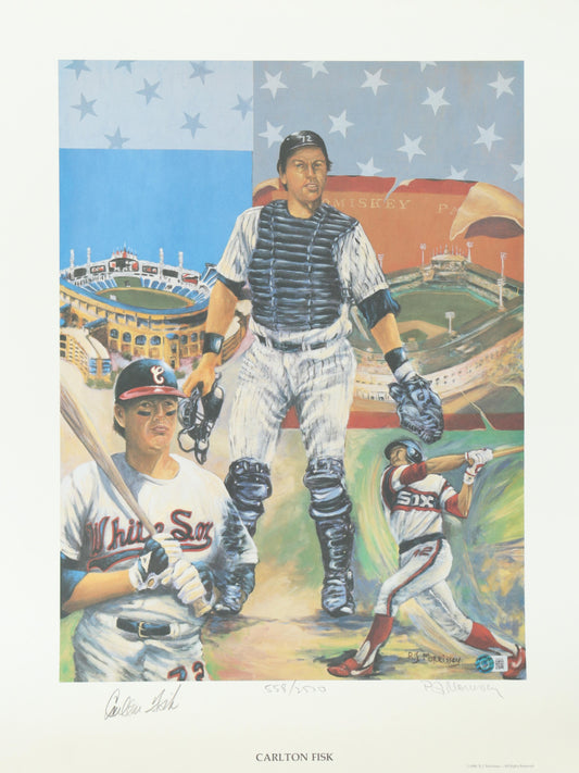 Carlton Fisk Signed (Beckett) LE White Sox 18x24 R.J. Morrison Canvas Lithograph - Limited Edition #/2500