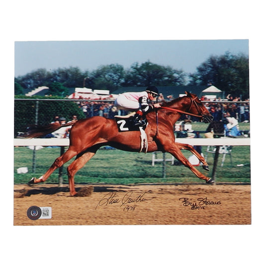 Steve Cauthen & Bill Straus Signed (Beckett) 8x10 Photo Inscribed "1978 Belmont"