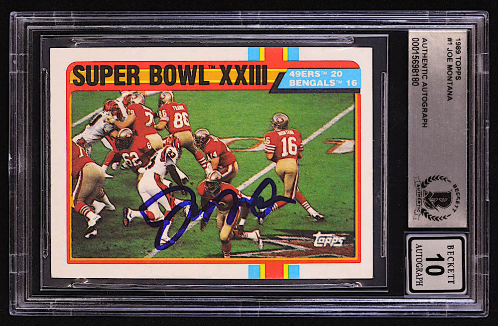 Joe Montana Signed 1989 Topps #1 Super Bowl XXIII (BGS | Auto 10)