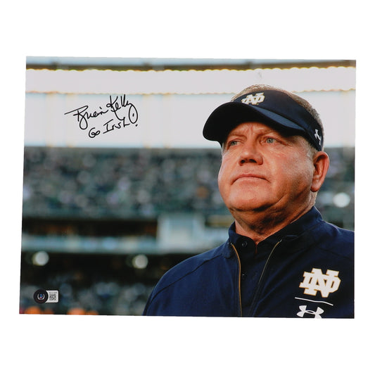 Brian Kelly Signed (Beckett) Notre Dame Fighting Irish 11x14 Photo Inscribed "Go Irish"