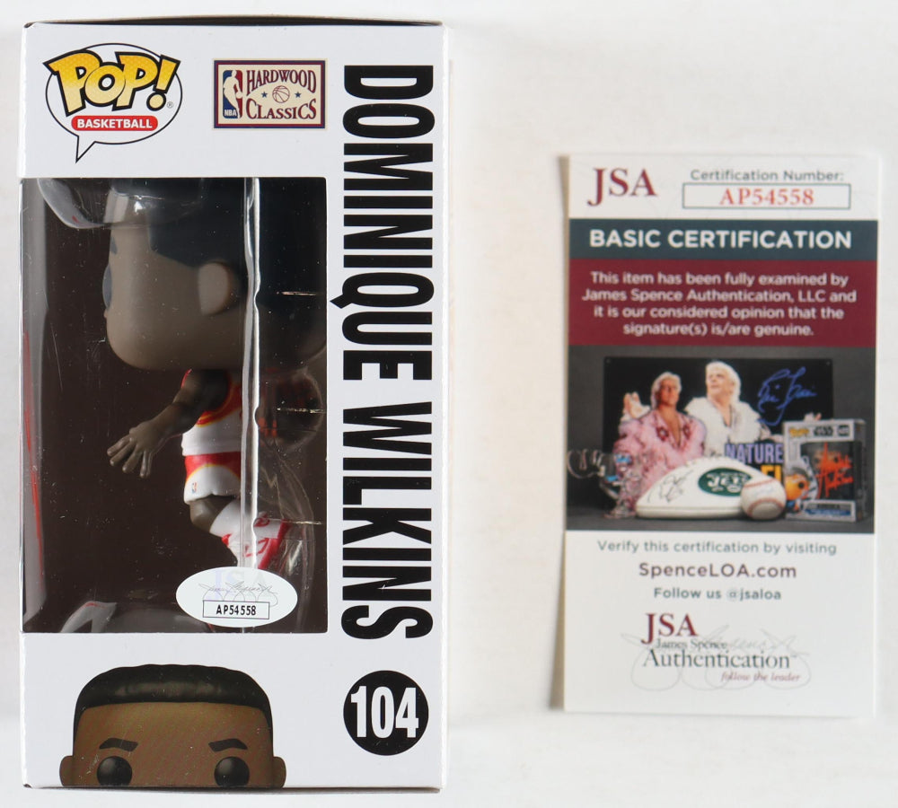 Dominique Wilkins Signed Hawks #104 Funko Pop! Vinyl Figure (JSA)