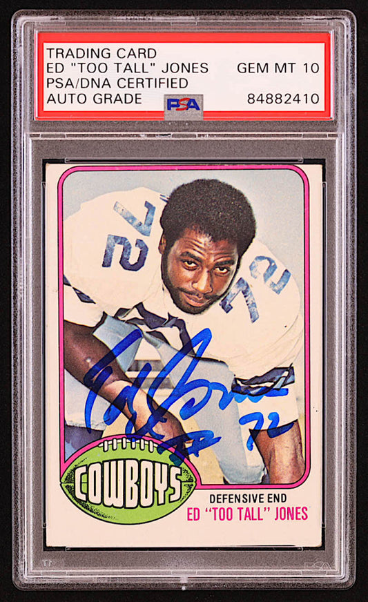 Ed Too Tall Jones Signed 1976 Topps #427 RC (PSA | Auto Grade 10) - Rookie Card