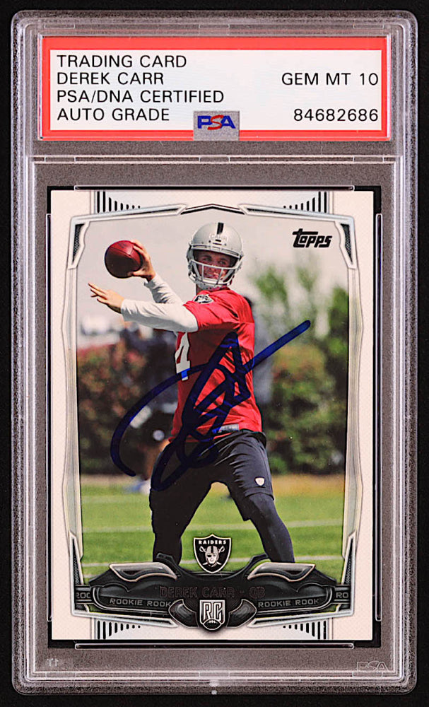 Derek Carr Signed 2014 Topps #438A RC (PSA | Auto Grade 10) - Rookie Card