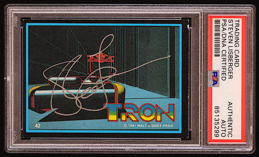 Steven Lisberger Signed 1982 Donruss Tron #42 Reco After Tank (PSA) - Writer & Director