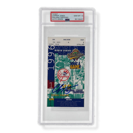 Chipper Jones Signed 1996 World Series Ticket (PSA | Autograph Graded 10)