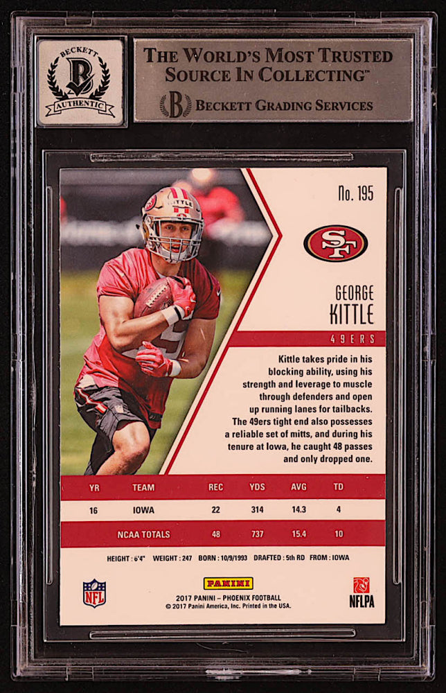 George Kittle Signed 2017 Panini Phoenix #195 RC (BGS | Autograph Graded BGS 10) - Rookie Card / Beckett Witnessed