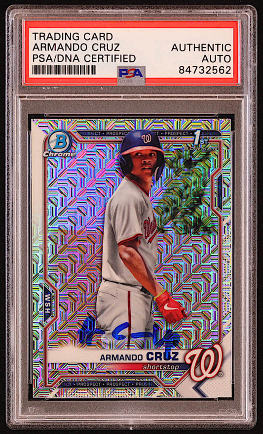 Armando Cruz Signed 2021 Bowman Chrome Mega Box Prospects Refractors #BCP247 RC (PSA) - Rookie Card