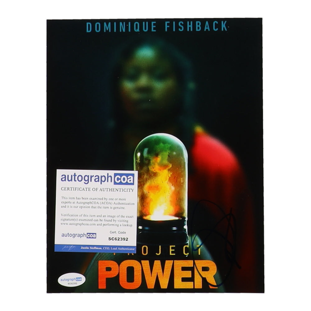 Dominique Fishback Signed (ACOA) "Project Power" 8x10 Photo - Robin Reilly