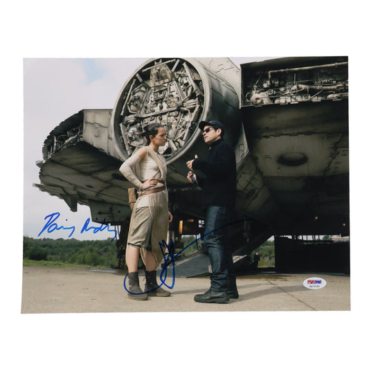 Daisy Ridley & J.J. Abrams Signed (PSA) "Star Wars: The Force Awakens" 11x14 Photo - PSA In-The-Presence