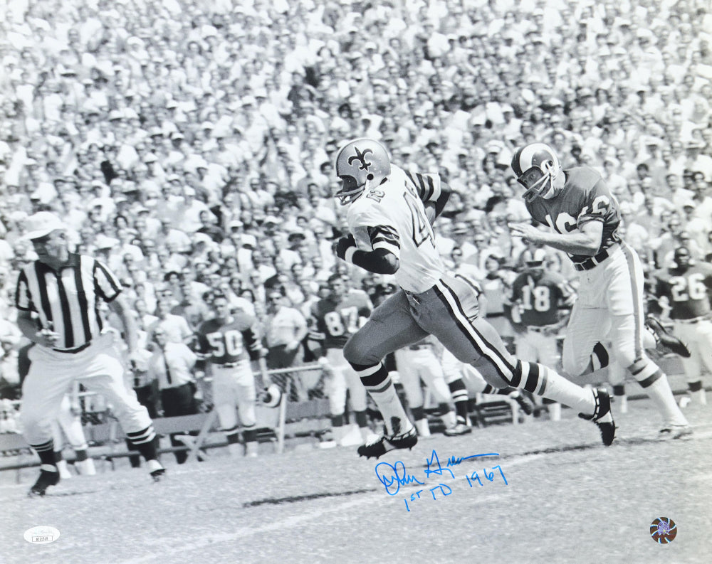 John Gillian Signed (JSA) 16x20 Photo Inscribed "First TD 1967"