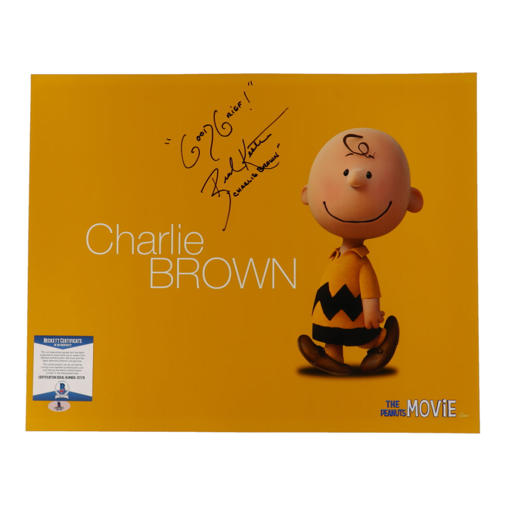 Brad Kesten Signed "The Peanuts Movie" 16x20 Photo Inscribed "Good Grief!" & "Charlie Brown" - (Beckett) Beckett Witnessed