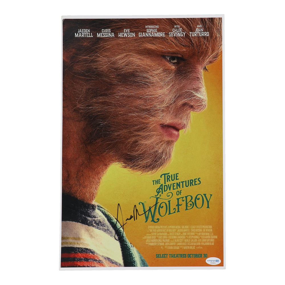 Jaeden Martell Signed (ACOA) "The True Adventures Of Wolf Boy" 11x17 Photo