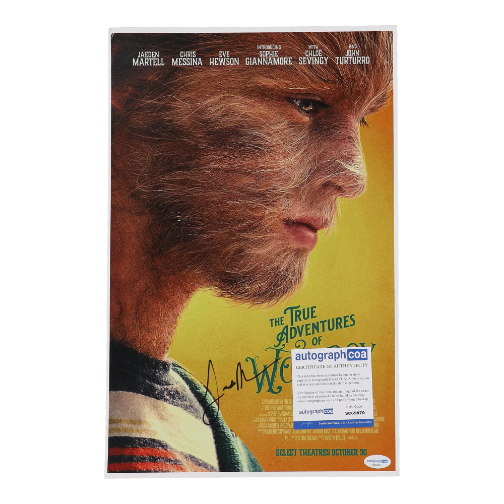 Jaeden Martell Signed (ACOA) "The True Adventures Of Wolf Boy" 11x17 Photo