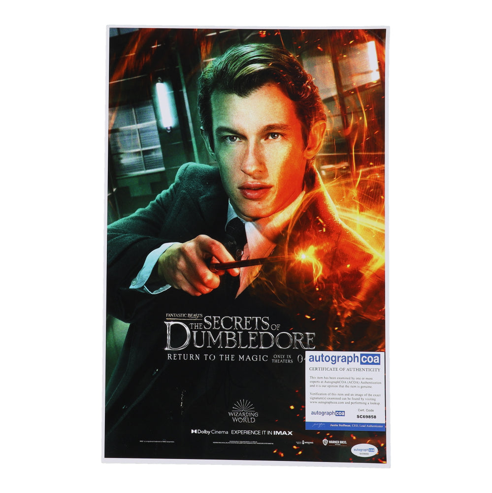 Callum Turner Signed (ACOA) "Fantastic Beasts: The Secrets Of Dumbledore" 11x17 Photo