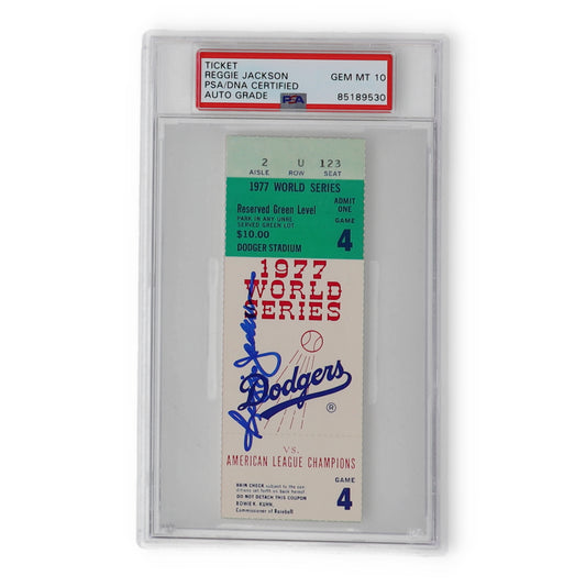 Reggie Jackson Signed 1977 Yankees World Series Game 4 Ticket (PSA | Auto Grade 10)