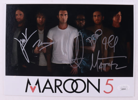 Maroon 5 7x10 Photo Band-Signed (JSA) by (5) with Adam Levine, Jesse Carmichael, James Valentine, PJ Morton