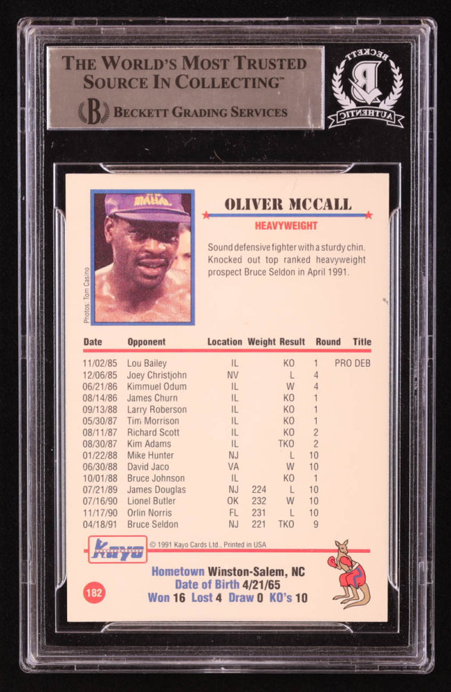 Oliver McCall Signed 1991 Kayo #182 Inscribed "Atomic Bull" (BGS)