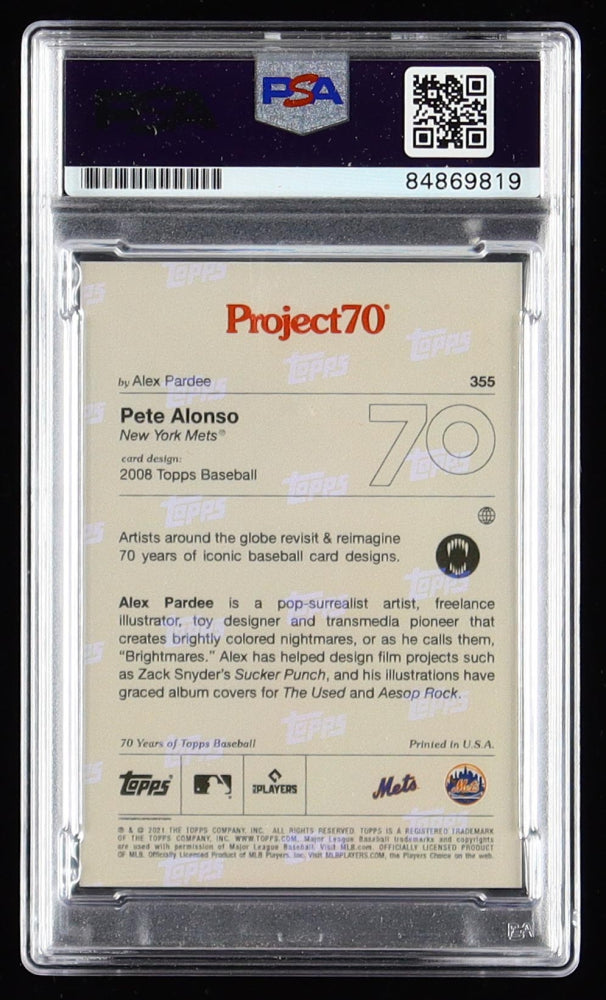 Pete Alonso Signed 2021 Topps Project70 #355 / Alex Pardee (PSA | Autograph Graded 10)