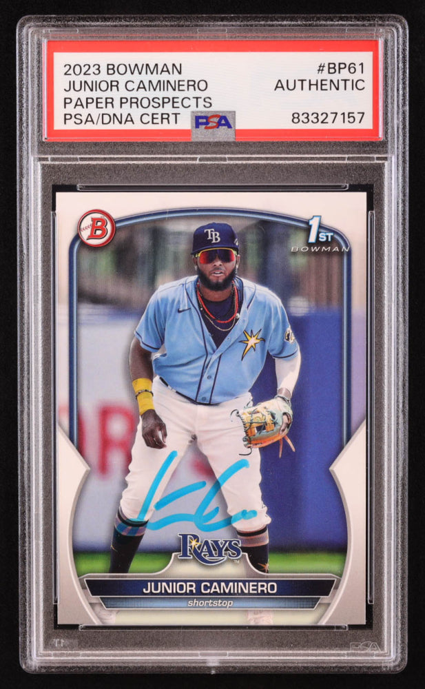 Junior Caminero Signed 2023 Bowman Prospects #BP61 RC (PSA) - Rookie Card