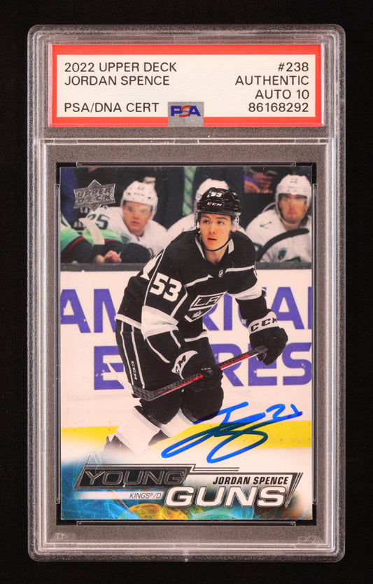 Jordan Spence Signed 2022-23 Upper Deck #238 YG RC (PSA | Autograph Graded PSA 10) Rookie Card