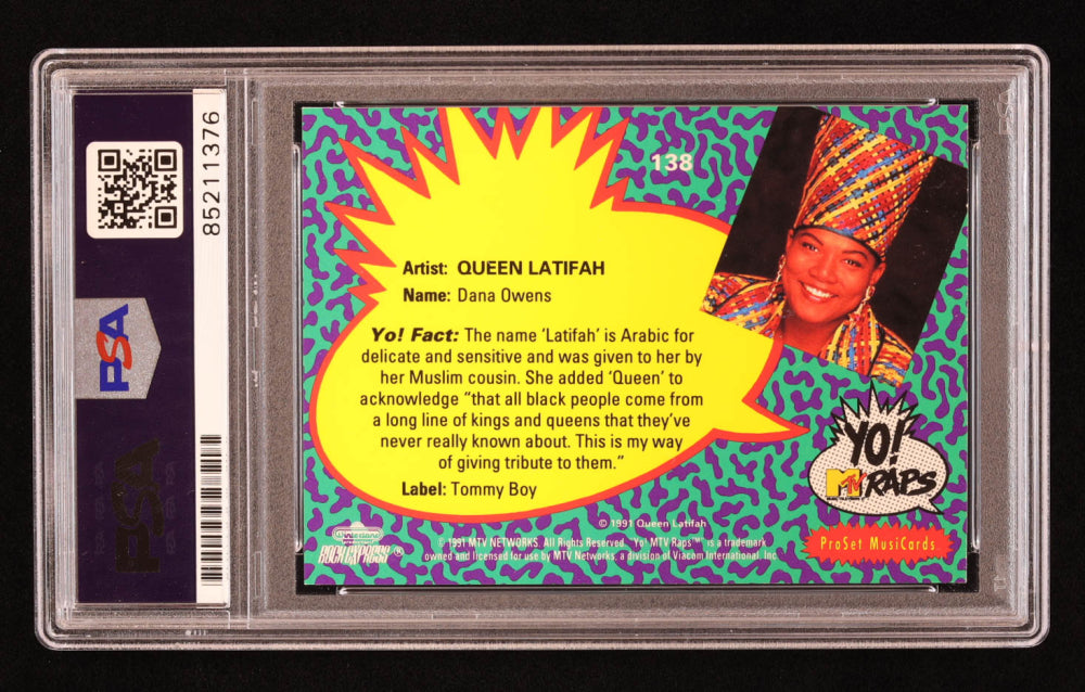 Queen Latifah Signed 1991 Pro Set YO! MTV Raps Complete Series #138 (PSA)