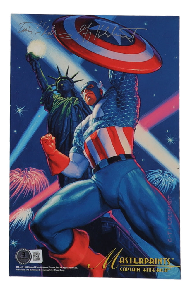 Brothers Hildebrandt Signed Masterprints "Captain America" 6x10 Photo (Beckett) Fantasy & Science FIction Artists