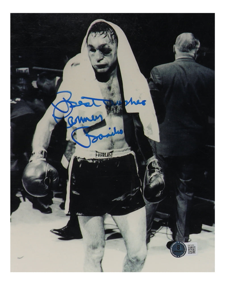 Carmen Basilio Signed 8x10 Photo Inscribed "Best Wishes" (Beckett)