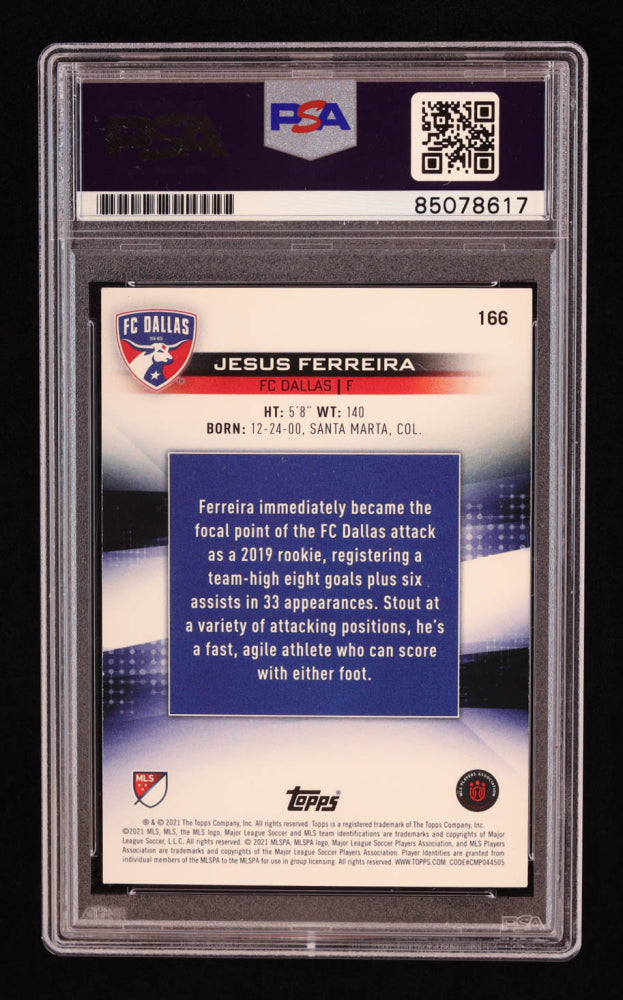 Jesus Ferreira Signed 2021 Topps MLS #166 U22 (PSA)