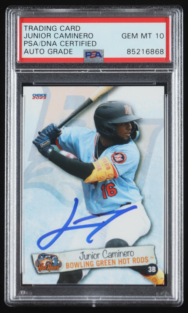 Junior Caminero Signed 2023 Choice Sports Cards #04 RC (PSA | Autograph Grade 10) - Rookie Card