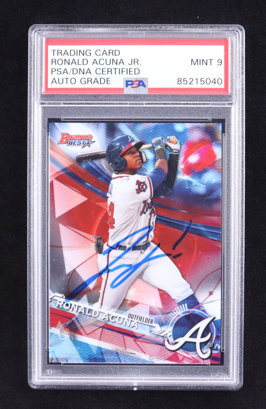 Ronald Acuna Jr. Signed 2017 Bowman's Best Top Prospects #TP10 RC (PSA | Auto 9) - Rookie Card