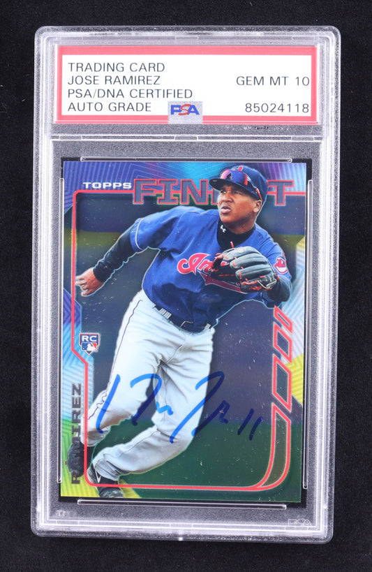 Jose Ramirez Signed 2014 Finest #81 RC (PSA | Auto 10) - Rookie Card