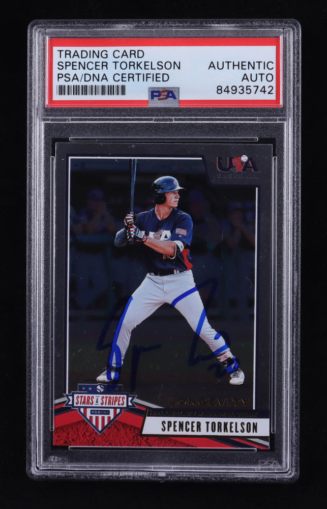 Spencer Torkelson Signed 2019 USA Baseball Stars and Stripes Longevity #12 RC (PSA) Rookie Card