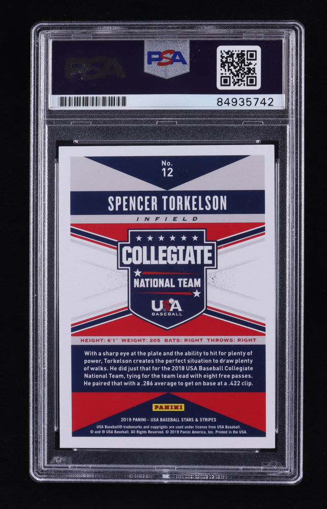 Spencer Torkelson Signed 2019 USA Baseball Stars and Stripes Longevity #12 RC (PSA) Rookie Card