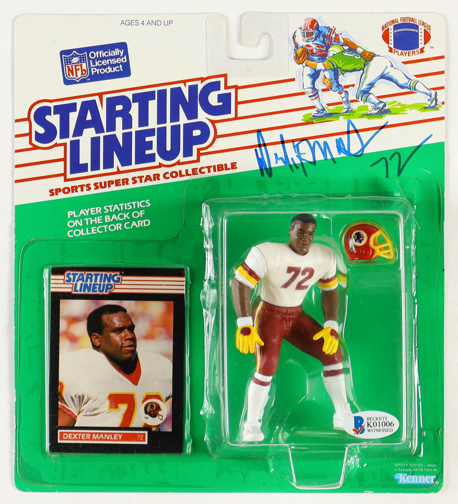 Dexter Manley Signed (Beckett) 1989 Starting Lineup Action Figure with Trading Card - Beckett Witnessed