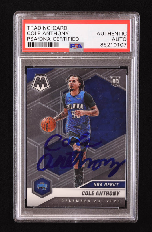 Cole Anthony Signed 2020-21 Panini Mosaic #268 RC (PSA) - Rookie Card