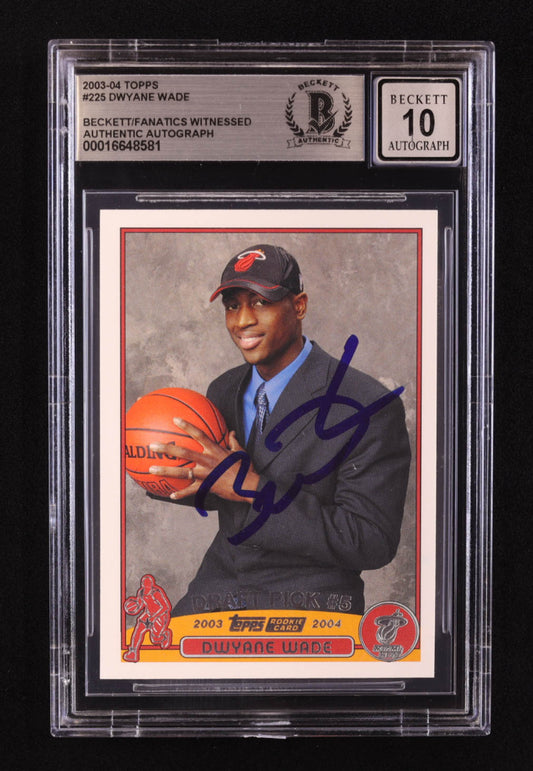 Dwyane Wade Signed 2003-04 Topps #225 RC (BGS | Autograph Graded BGS 10) Rookie Card / Beckett Witnessed